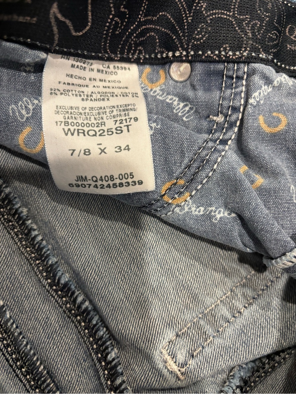 Wrangler Blue Straight Leg Jeans with Embroidered Back Pocket - Picture 7 of 8
